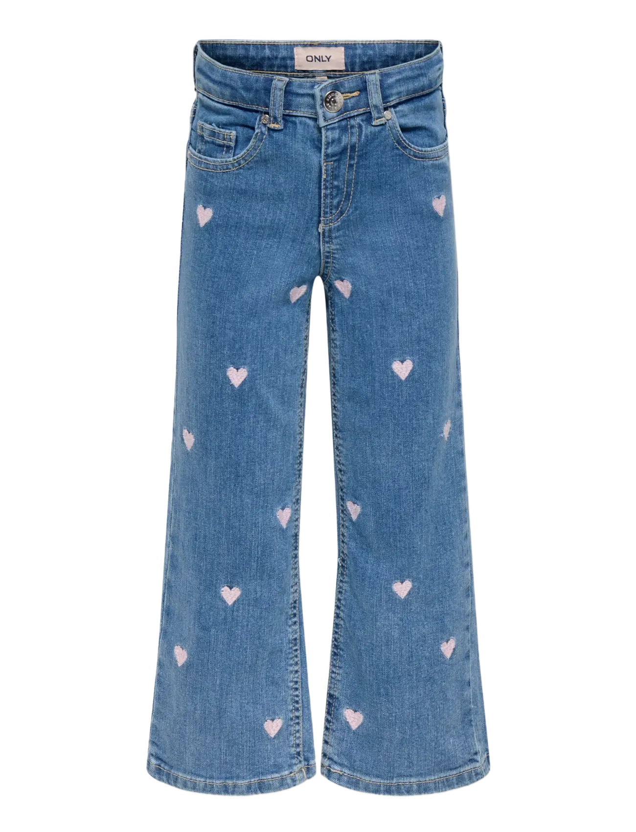 Kids Only KMGJUICY WIDE LEG HEART EMB JEANS NOOS - Jeans - LIGHT MEDIUM BLUE DENIM / blue