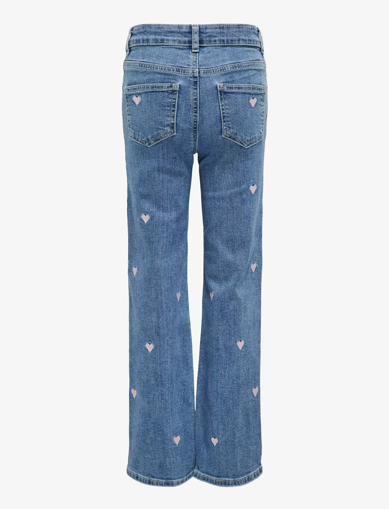 Kids Only - KMGJUICY WIDE LEG HEART EMB JEANS NOOS - hosen mit weitem bein - light medium blue denim - 1