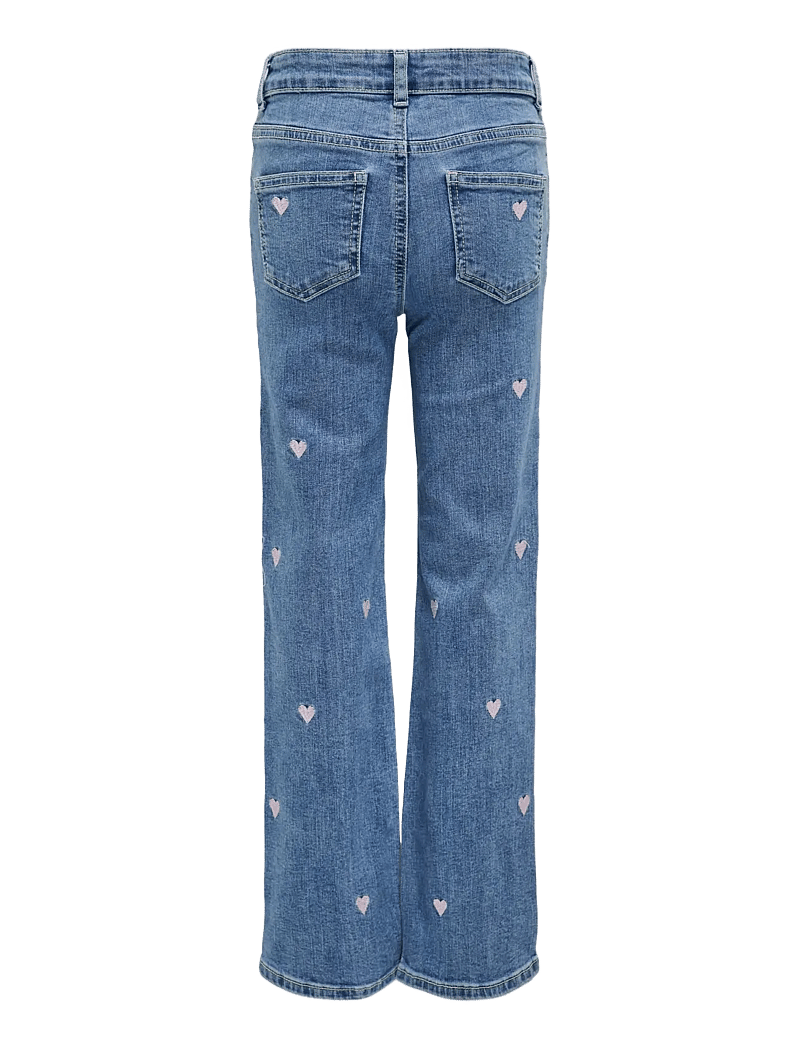 Kids Only - KMGJUICY WIDE LEG HEART EMB JEANS NOOS - hosen mit weitem bein - light medium blue denim - 1