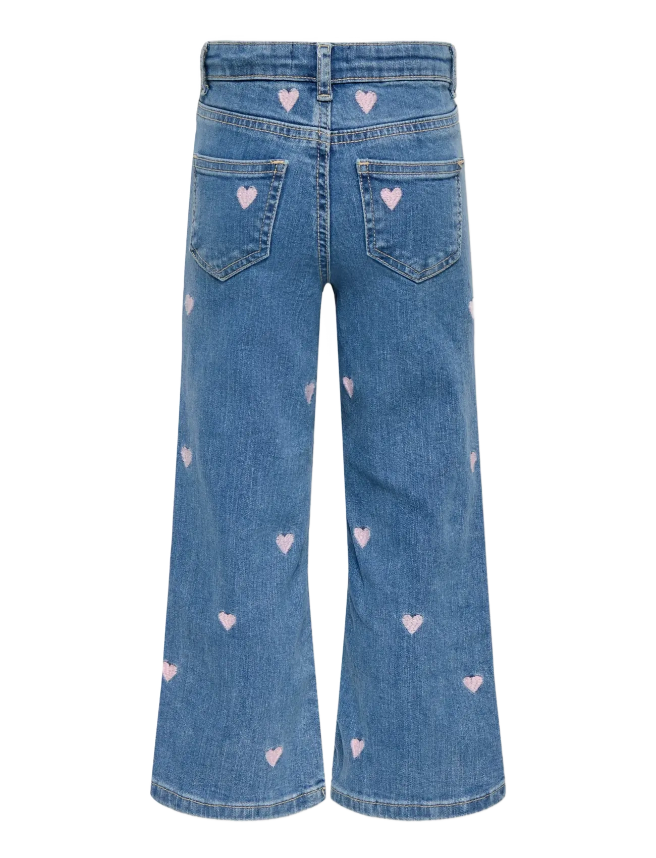 Kids Only - KMGJUICY WIDE LEG HEART EMB JEANS NOOS - pantalons larges - light medium blue denim - 2