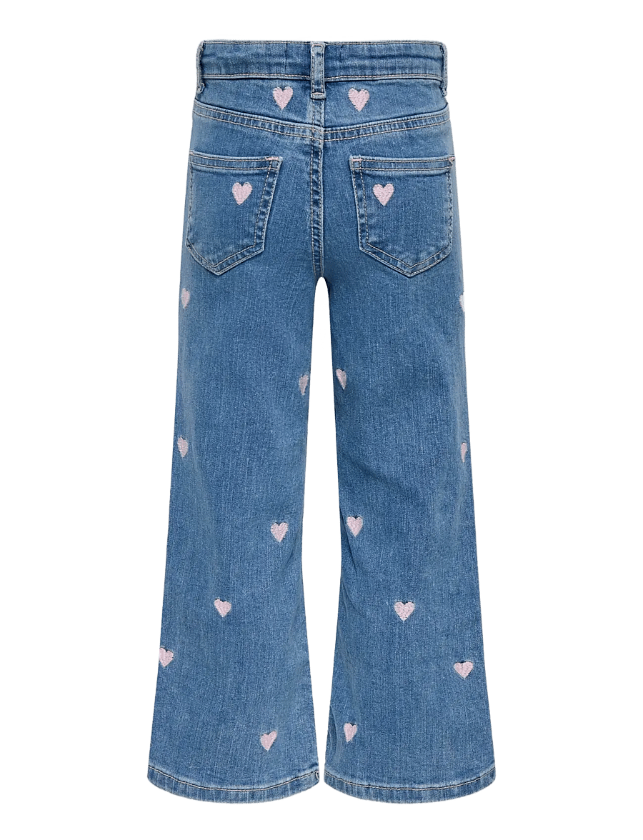 Kids Only - KMGJUICY WIDE LEG HEART EMB JEANS NOOS - hosen mit weitem bein - light medium blue denim - 2