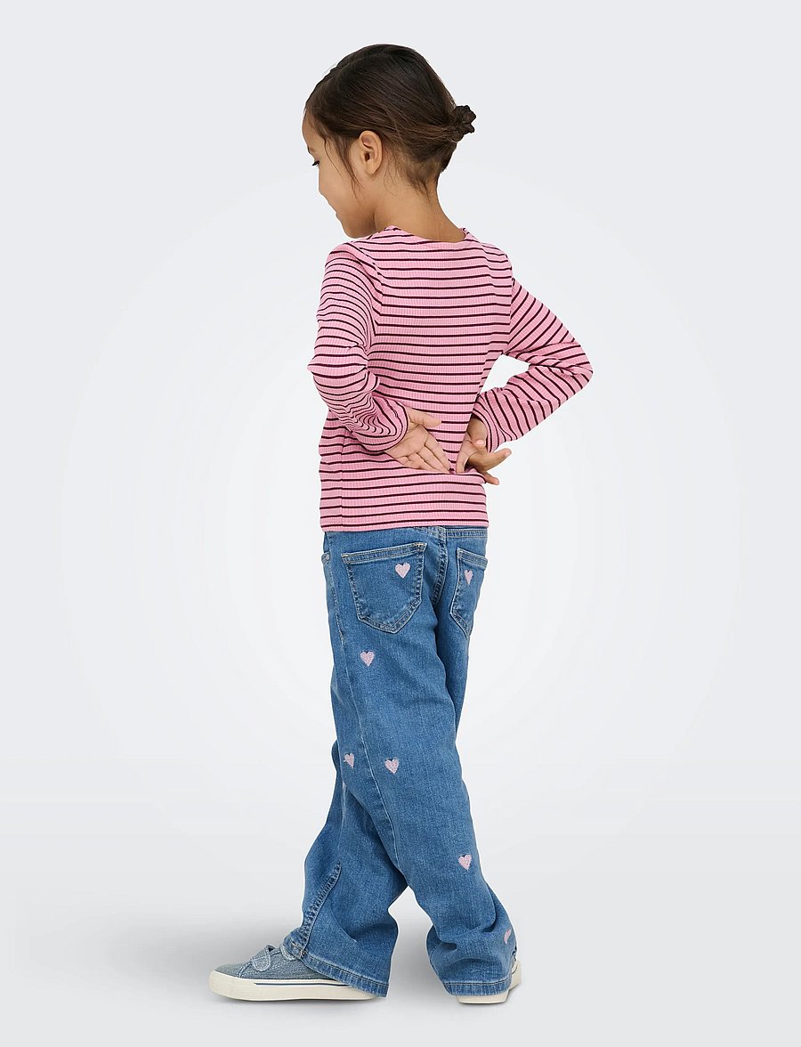 Kids Only - KMGJUICY WIDE LEG HEART EMB JEANS NOOS - hosen mit weitem bein - light medium blue denim - 3