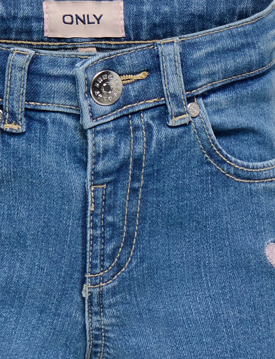 Kids Only - KMGJUICY WIDE LEG HEART EMB JEANS NOOS - hosen mit weitem bein - light medium blue denim - 5