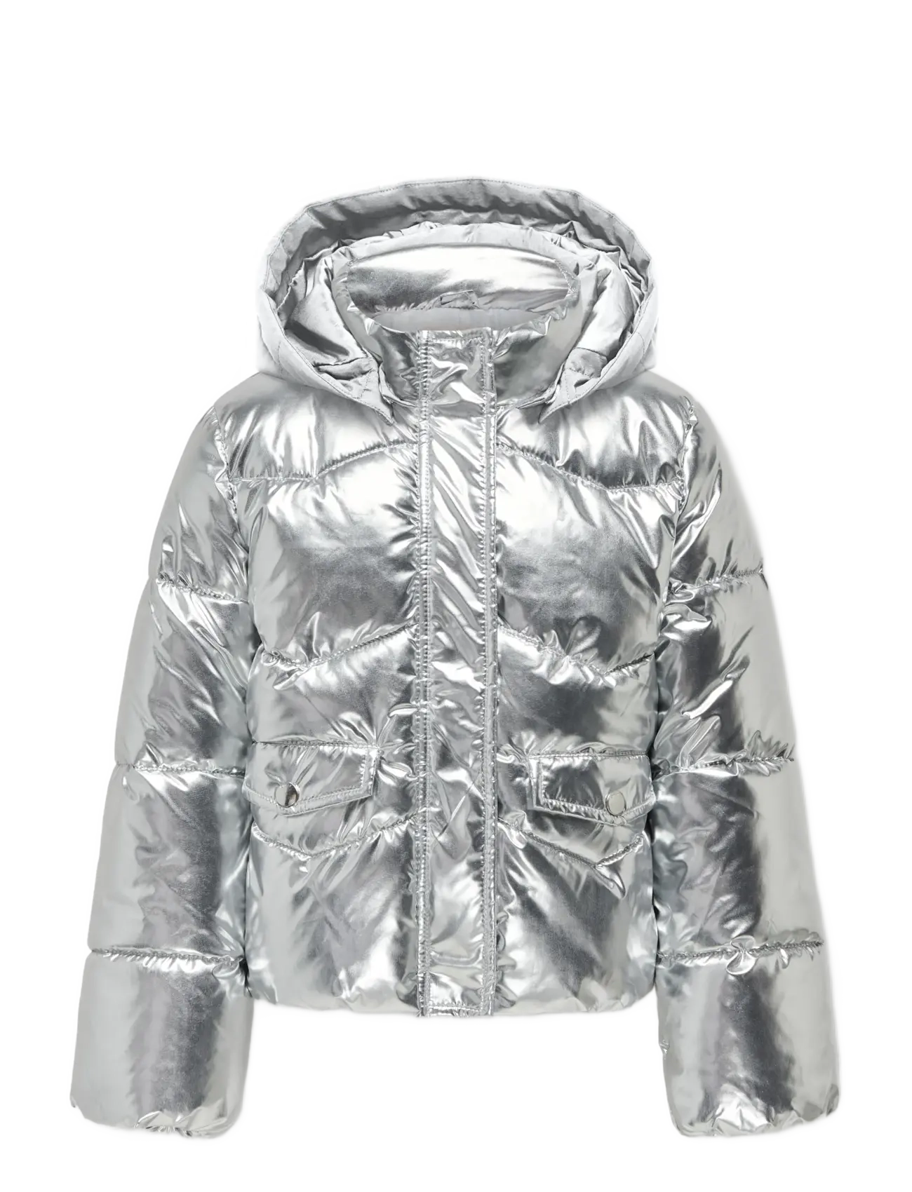 Kids Only Kogpearl Puffer Hood Jacket Cs Otw, 158, Silver, Jakker Og Frakker > Puffer Og Vatterede, Børn
