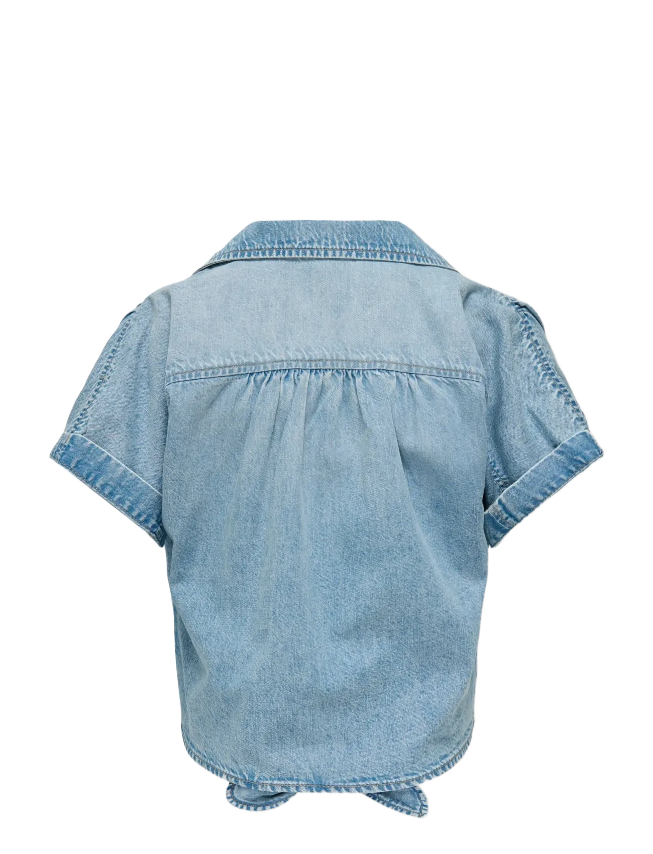 Kids Only - KOGPAULA S/S TIE SHIRT DNM AKM - chemises à manches courtes - light blue denim - 1