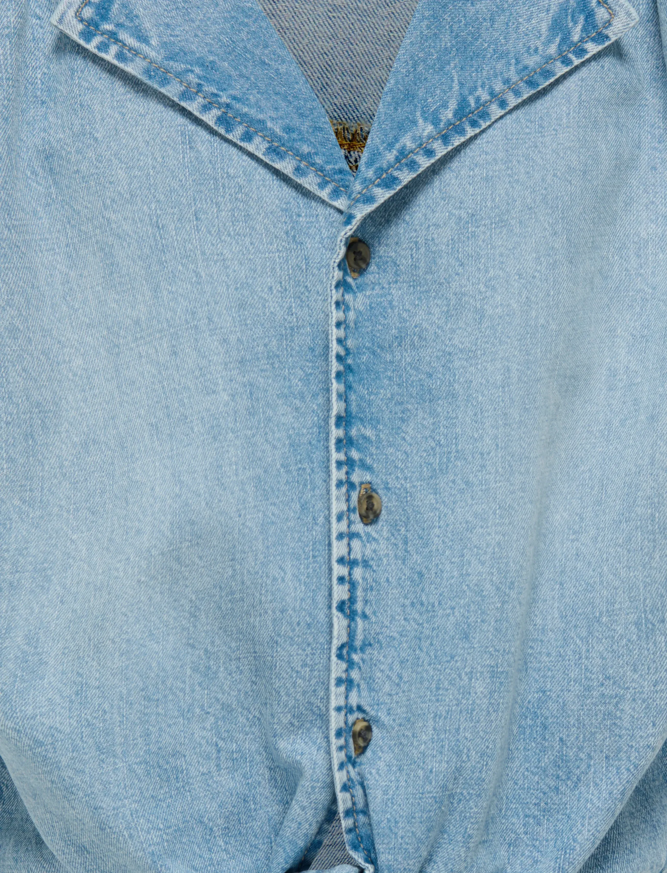 Kids Only - KOGPAULA S/S TIE SHIRT DNM AKM - chemises à manches courtes - light blue denim - 2