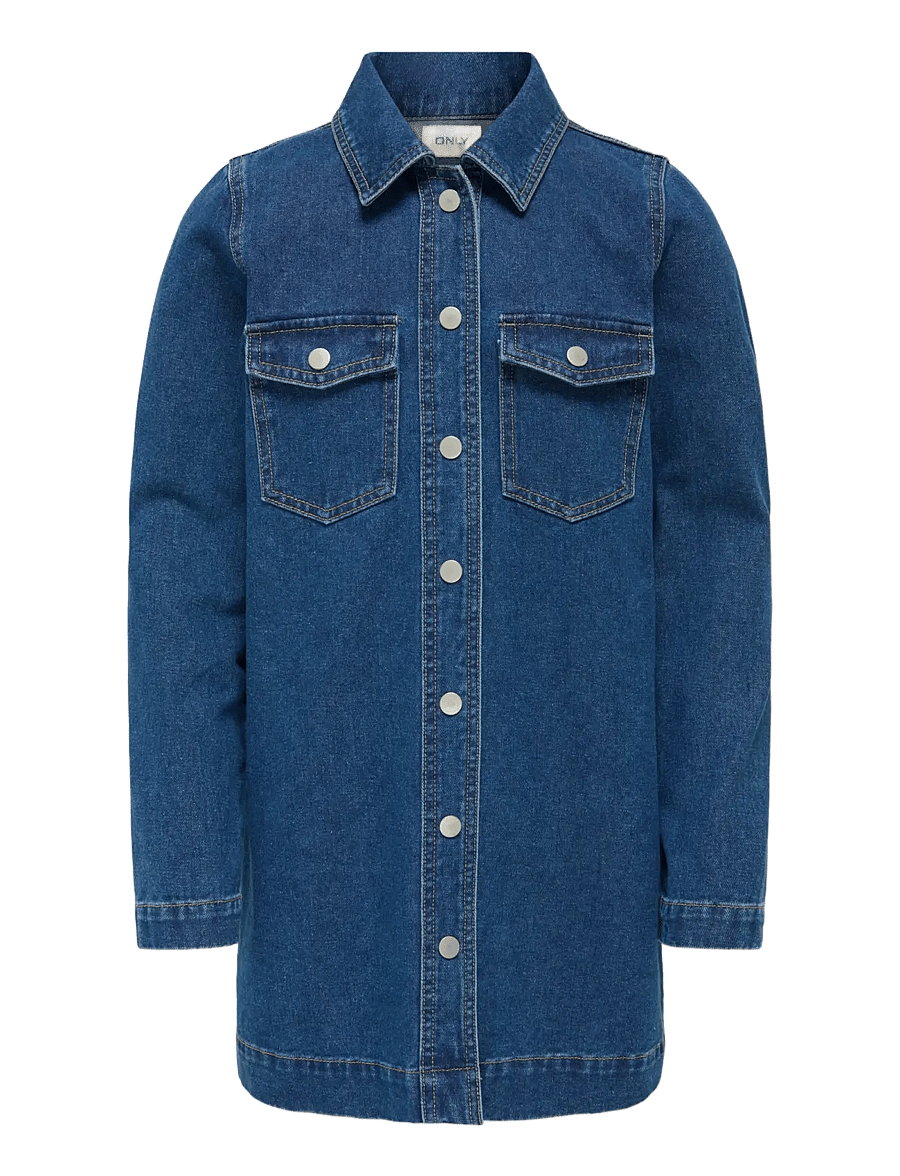 Kids Only - KOGBELLE L/S SHORT DRESS DNM GUA - langärmelige freizeitkleider - medium blue denim - 0
