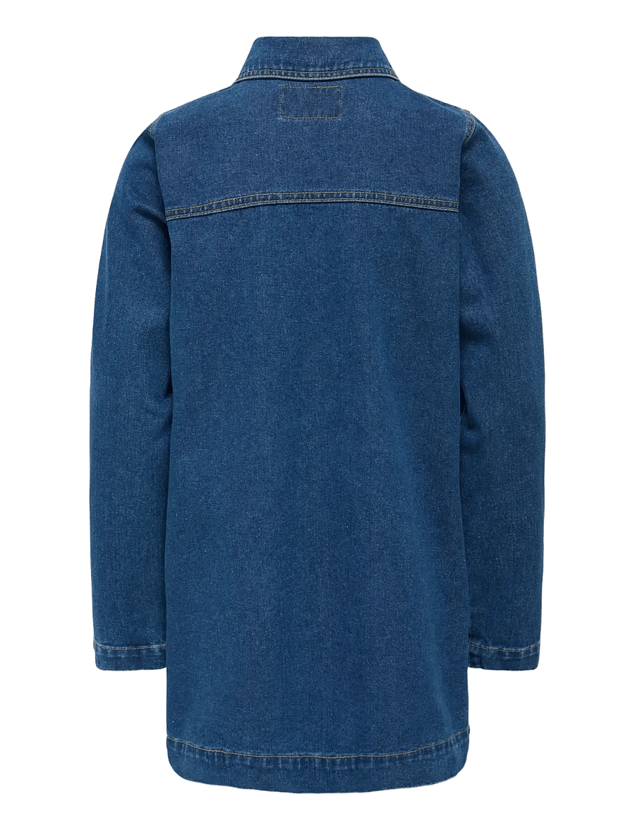 Kids Only - KOGBELLE L/S SHORT DRESS DNM GUA - langärmelige freizeitkleider - medium blue denim - 1