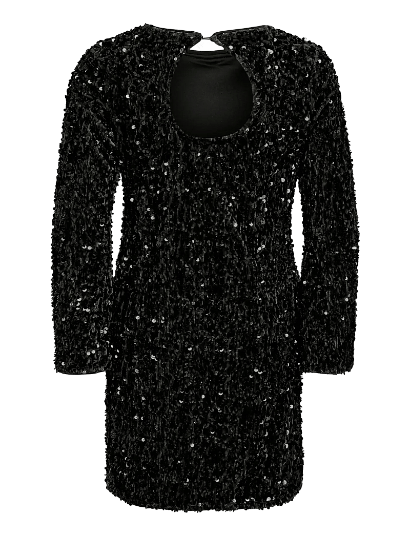 Kids Only - KOGCONFIDENCE LIFE LS SEQ FLRD DRESS JRS - festklänningar - black - 2