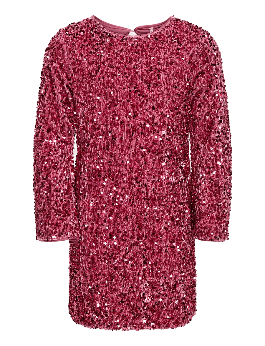 Kids Only - KOGCONFIDENCE LIFE LS SEQ FLRD DRESS JRS - partykleider - rose wine - 1
