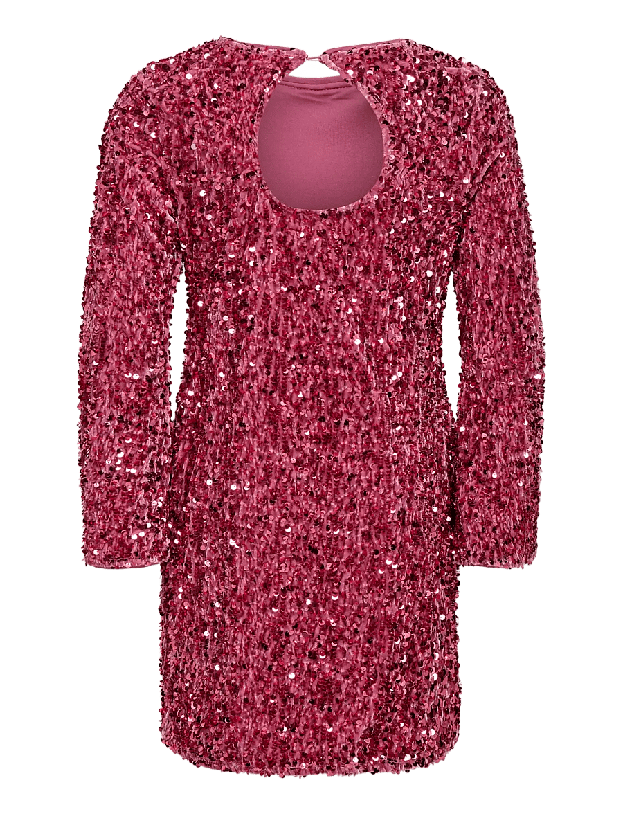 Kids Only - KOGCONFIDENCE LIFE LS SEQ FLRD DRESS JRS - partykleider - rose wine - 2