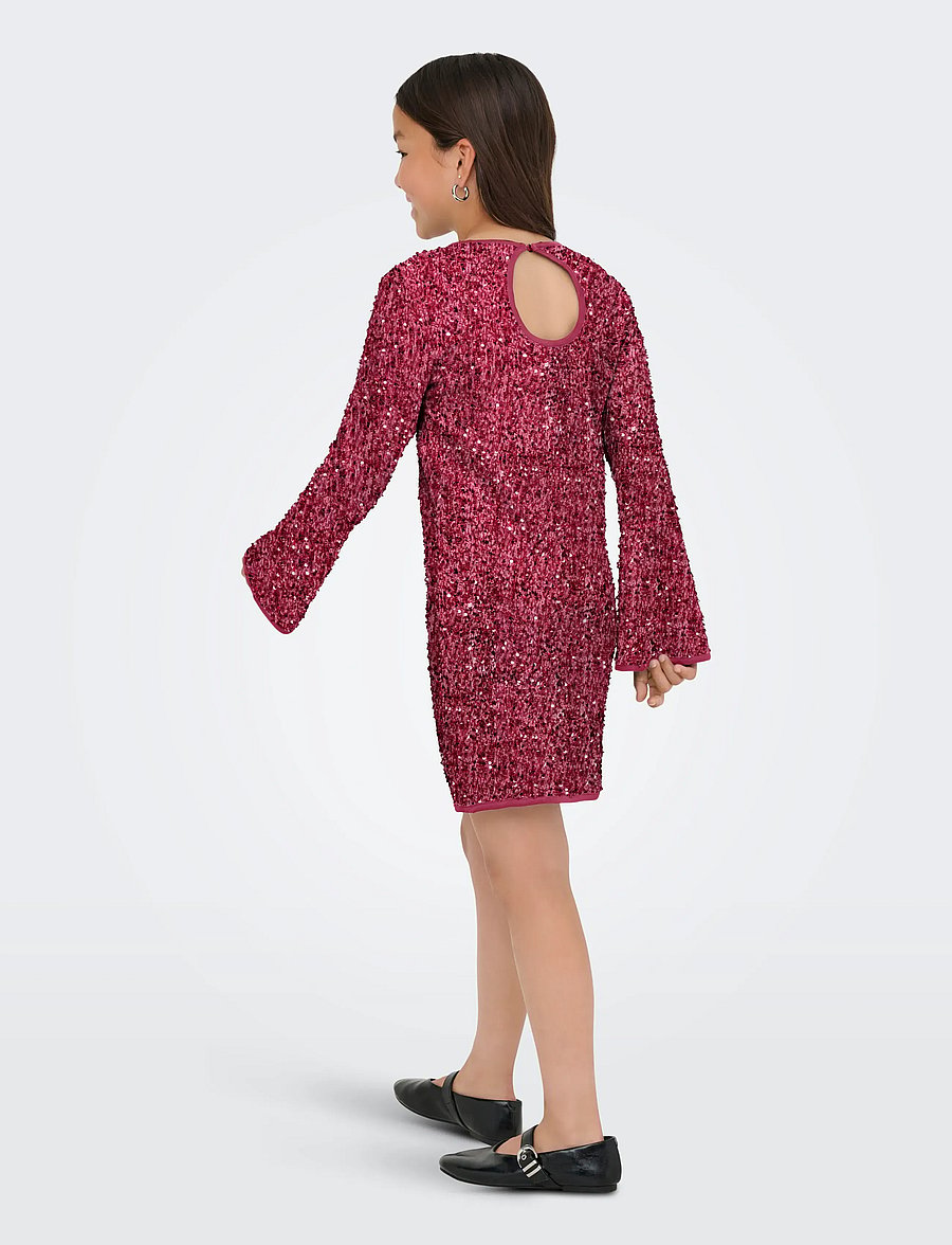 Kids Only - KOGCONFIDENCE LIFE LS SEQ FLRD DRESS JRS - partykleider - rose wine - 3