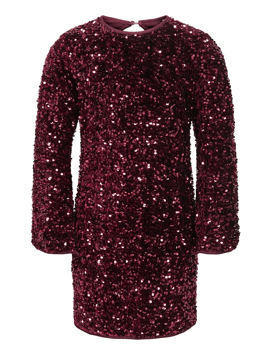 Kids Only - KOGCONFIDENCE LS SEQ FLRD DRESS JRS - festkjoler - winetasting - 0