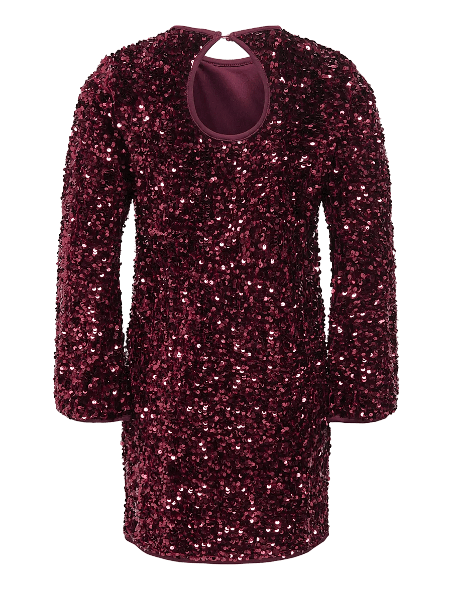 Kids Only - KOGCONFIDENCE LS SEQ FLRD DRESS JRS - festkjoler - winetasting - 1