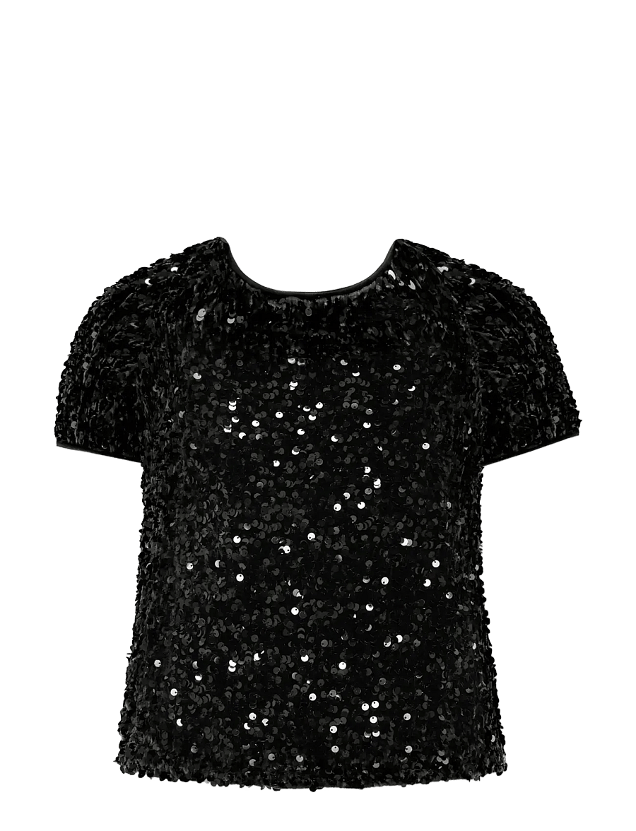 Kids Only - KOGCONFIDENCE LIFE SEQUIN S/S TOP JRS - kurzärmelige - black - 0