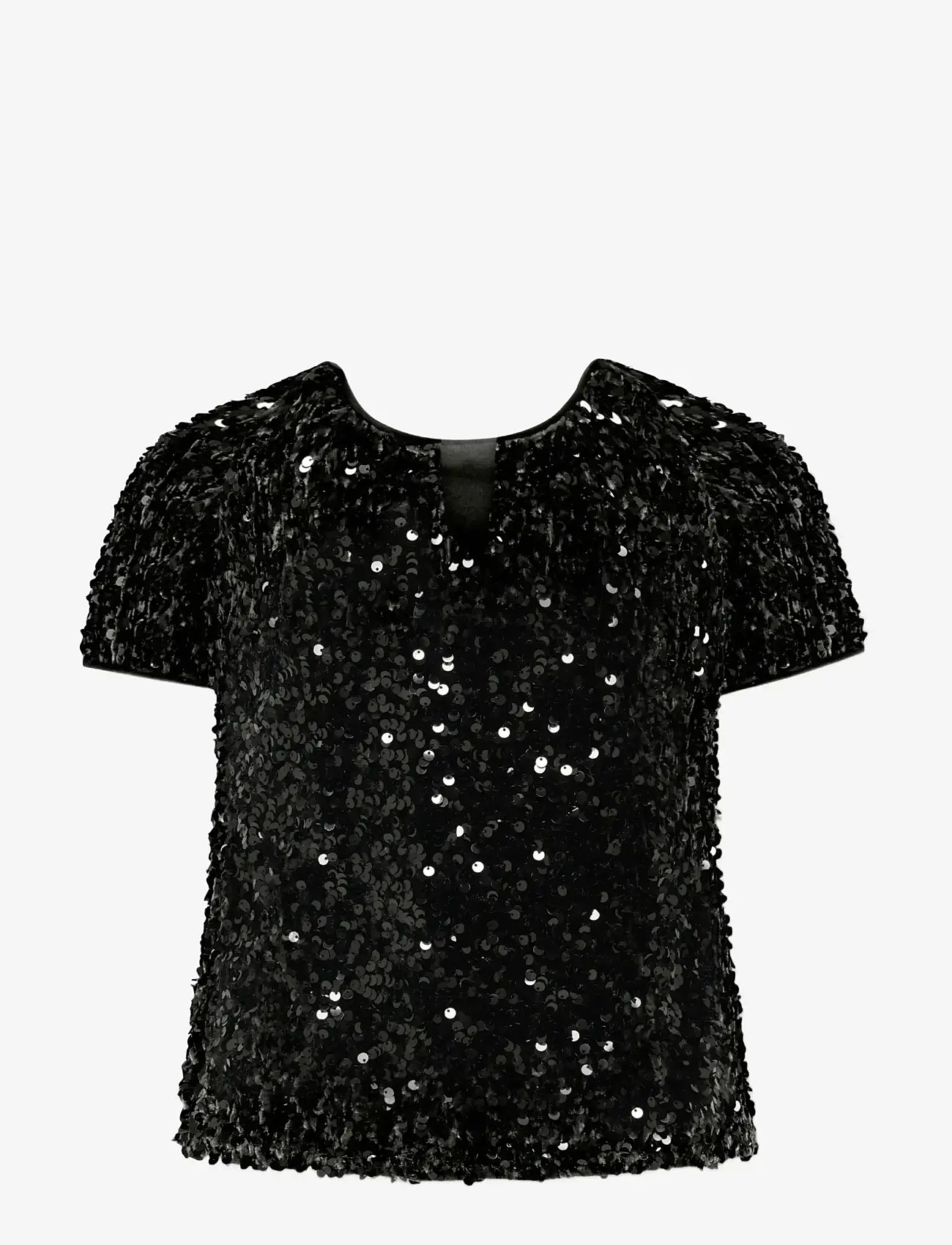 Kids Only - KOGCONFIDENCE LIFE SEQUIN S/S TOP JRS - lühikeste varrukatega t-särgid - black - 1