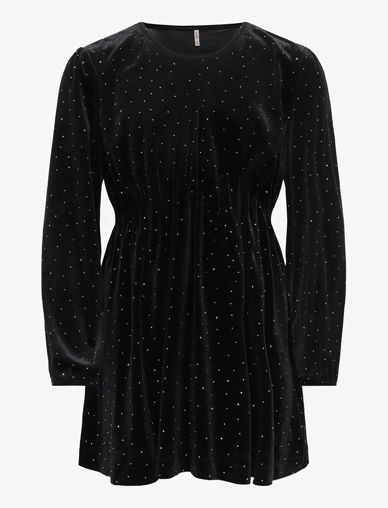 Kids Only - KOGVELLA L/S O-NECK VELVET DRESS JRS - festklänningar - black - 1