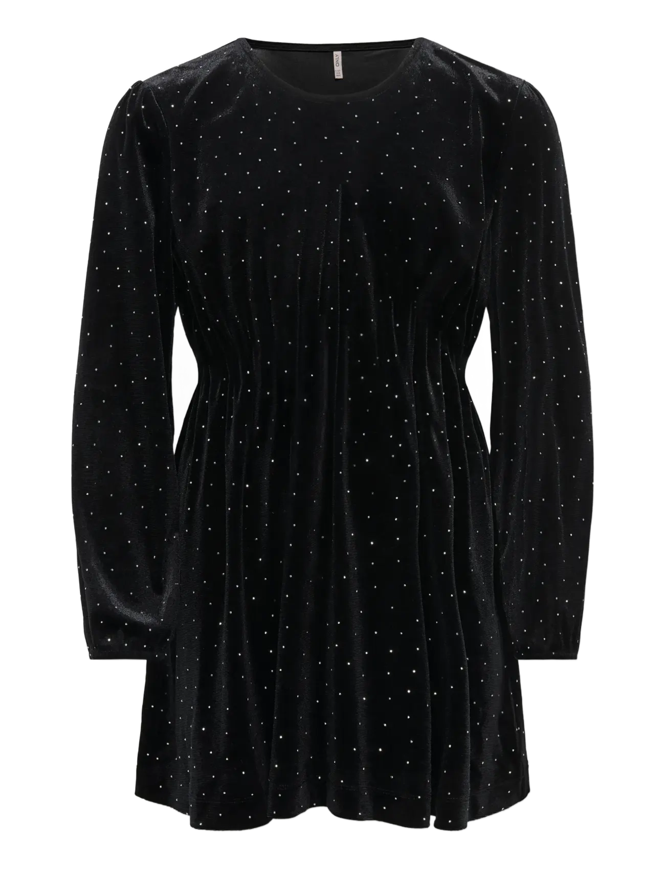 Kids Only KOGVELLA L/S O-NECK VELVET DRESS JRS - Kjoler & Nederdele - BLACK / black