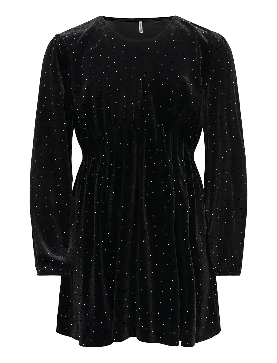 Kids Only - KOGVELLA L/S O-NECK VELVET DRESS JRS - robes de soirée - black - 1