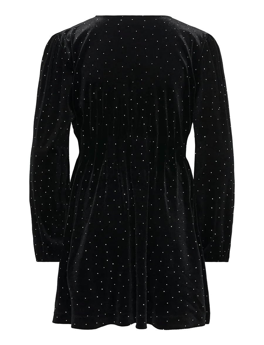 Kids Only - KOGVELLA L/S O-NECK VELVET DRESS JRS - robes de soirée - black - 2