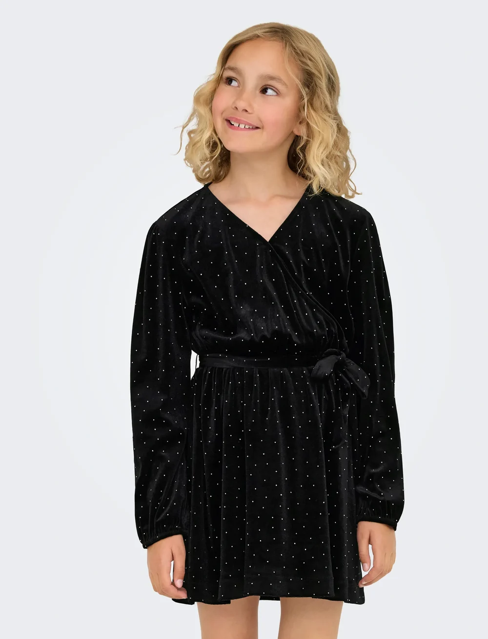 Kids Only - KOGVELLA L/S O-NECK VELVET DRESS JRS - festklänningar - black - 0
