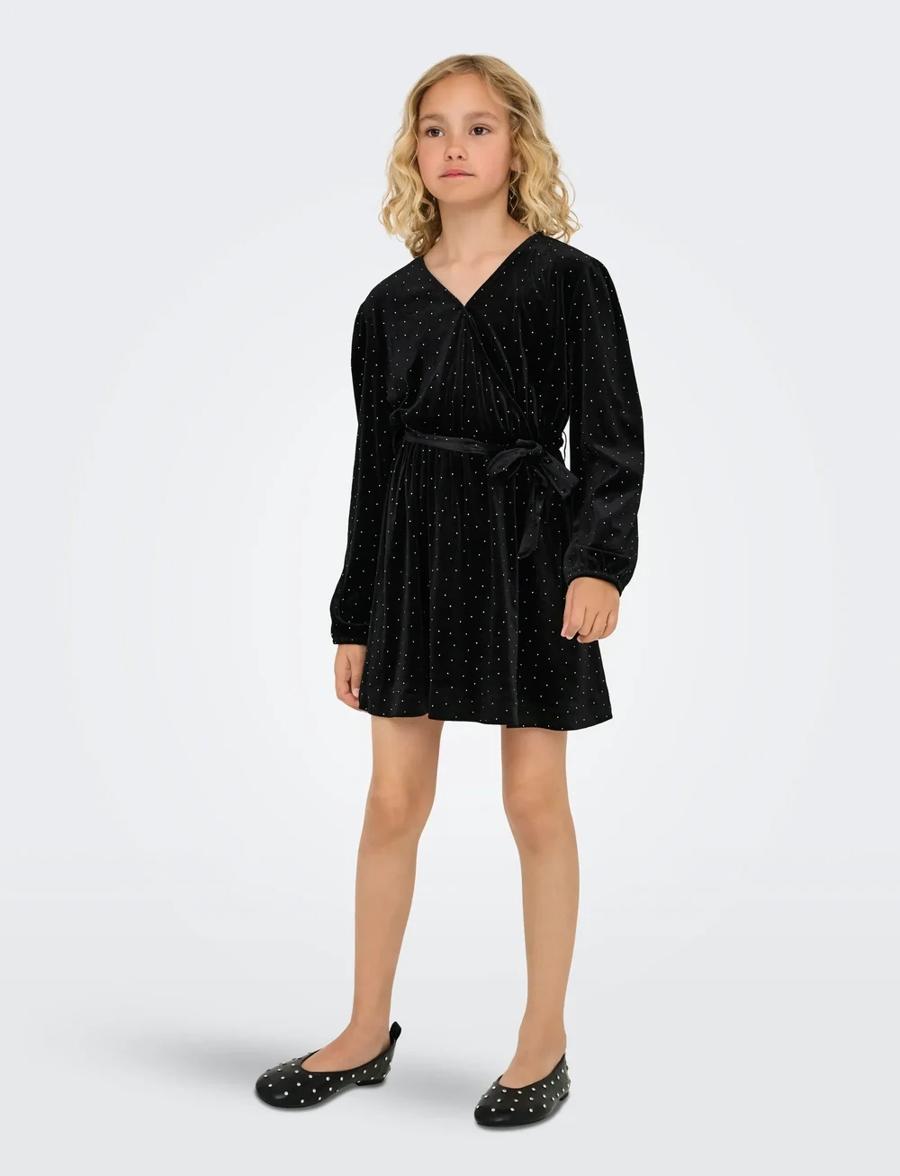 Kids Only - KOGVELLA L/S O-NECK VELVET DRESS JRS - festklänningar - black - 5