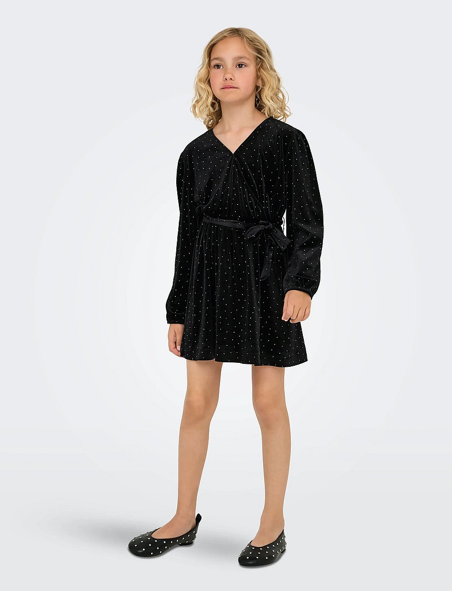 Kids Only - KOGVELLA L/S O-NECK VELVET DRESS JRS - robes de soirée - black - 5