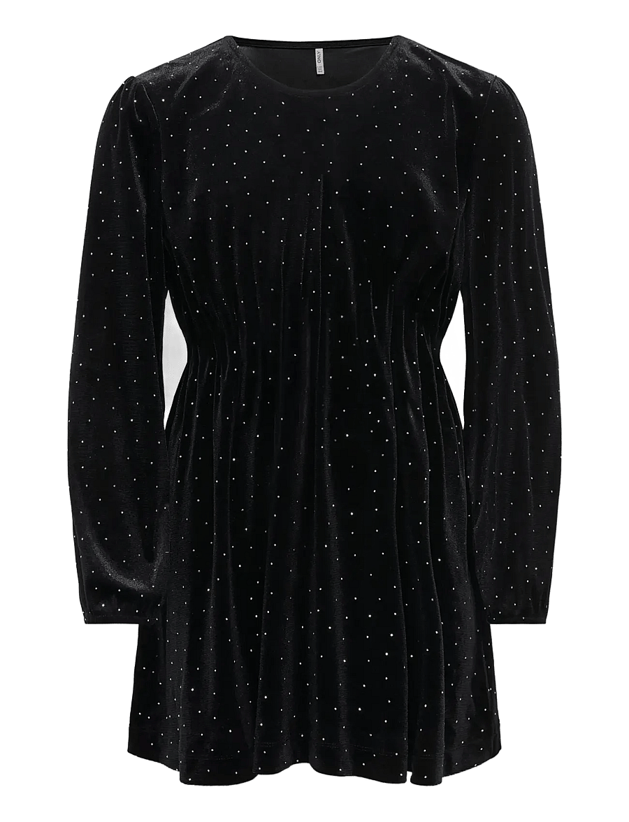 Kids Only - KOGVELLA L/S O-NECK VELVET DRESS JRS - black - 1