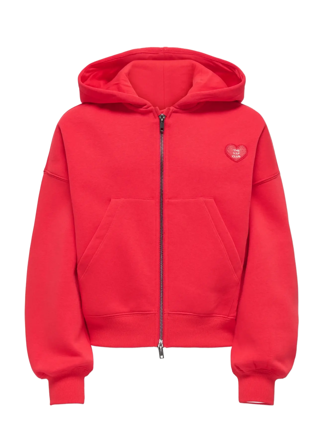 KOGEVISA L/S ZIP HOOD OVS SWT - HIGH RISK RED
