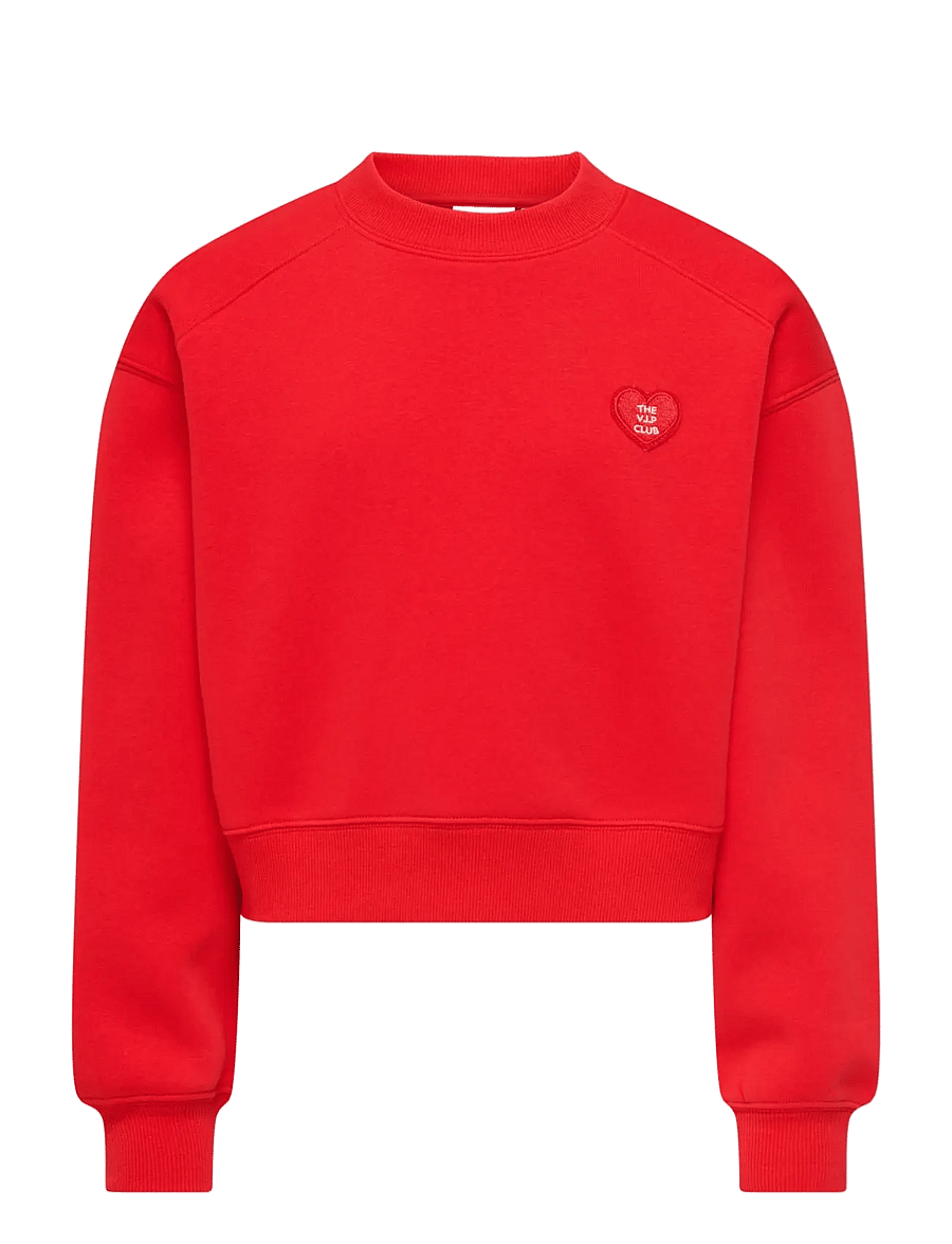 Kids Only - KOGEVISA L/S O-NECK SHORT SWT - sweatshirts - high risk red - 0