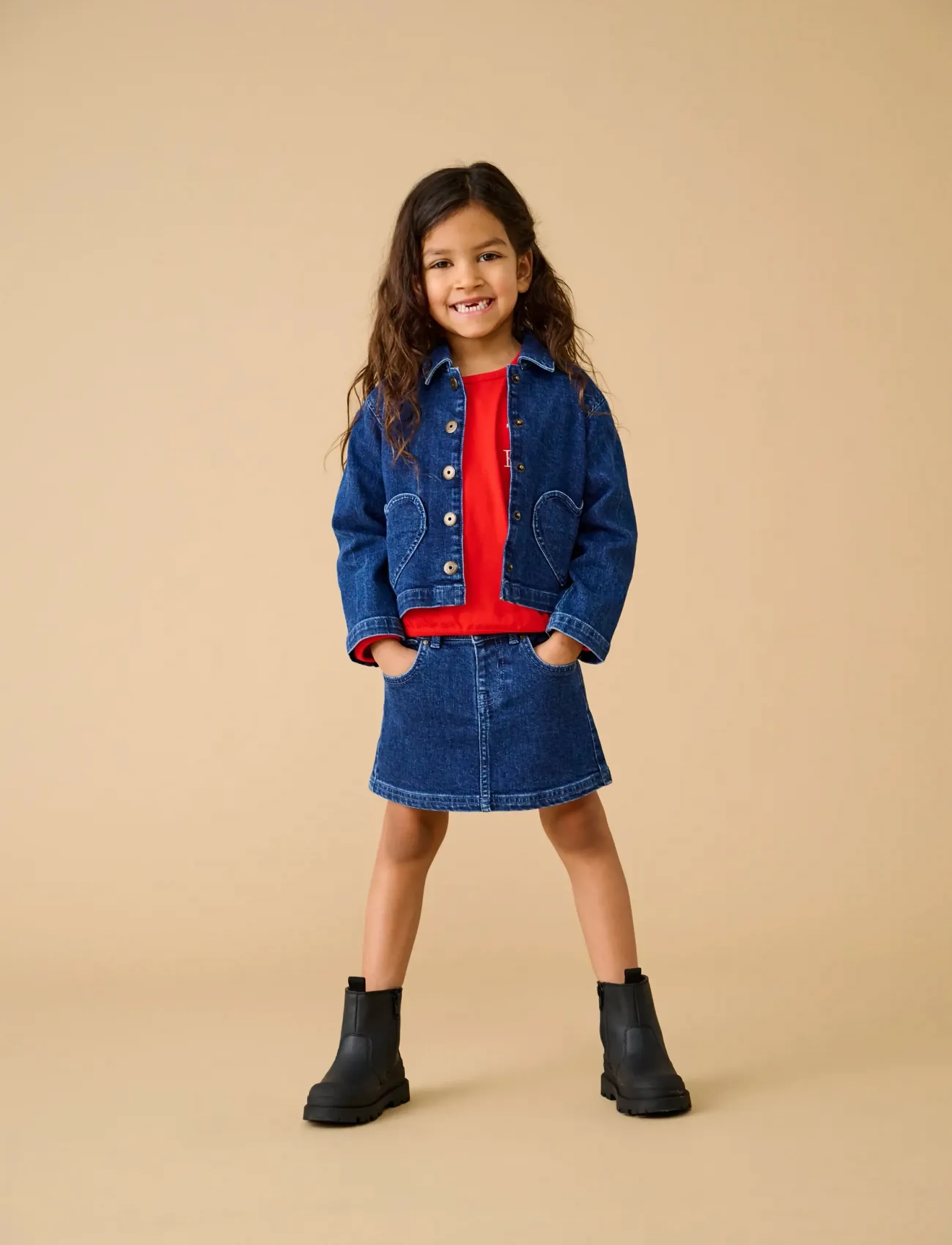 Kids Only Kmgofelia Heart Jacket Dnm Tai, 110, Jackets & Coats, Marineblau - Denim Corduroy, Kinder