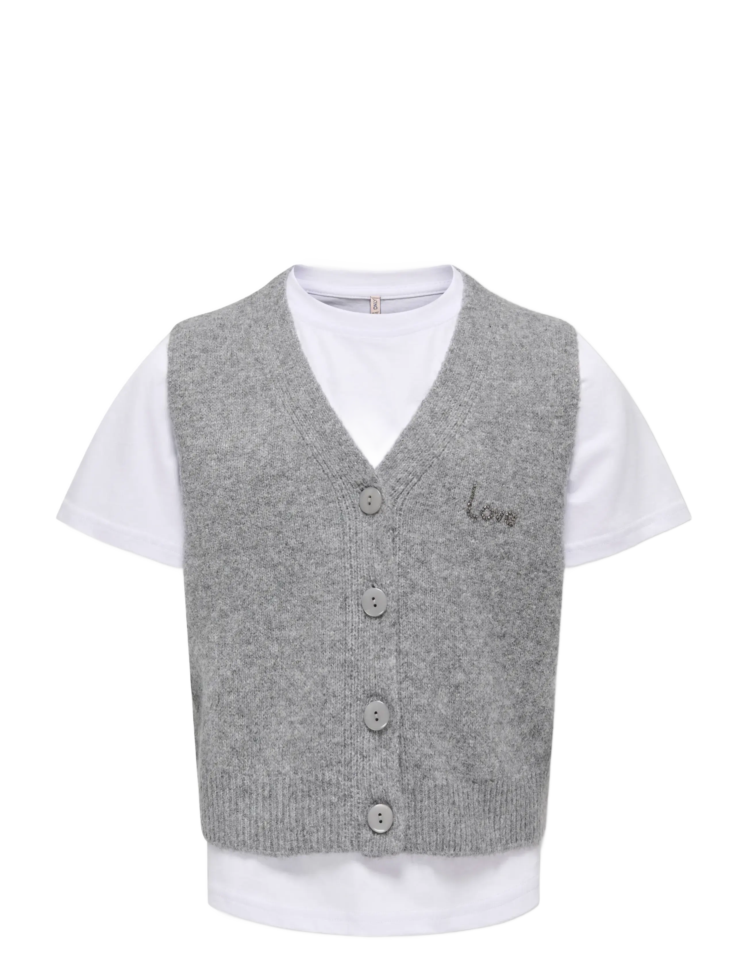 Kids Only KOGCORINNE LIFE S/L 2 IN 1 VEST KNT - Kleidung - MEDIUM GREY MELANGE / grey