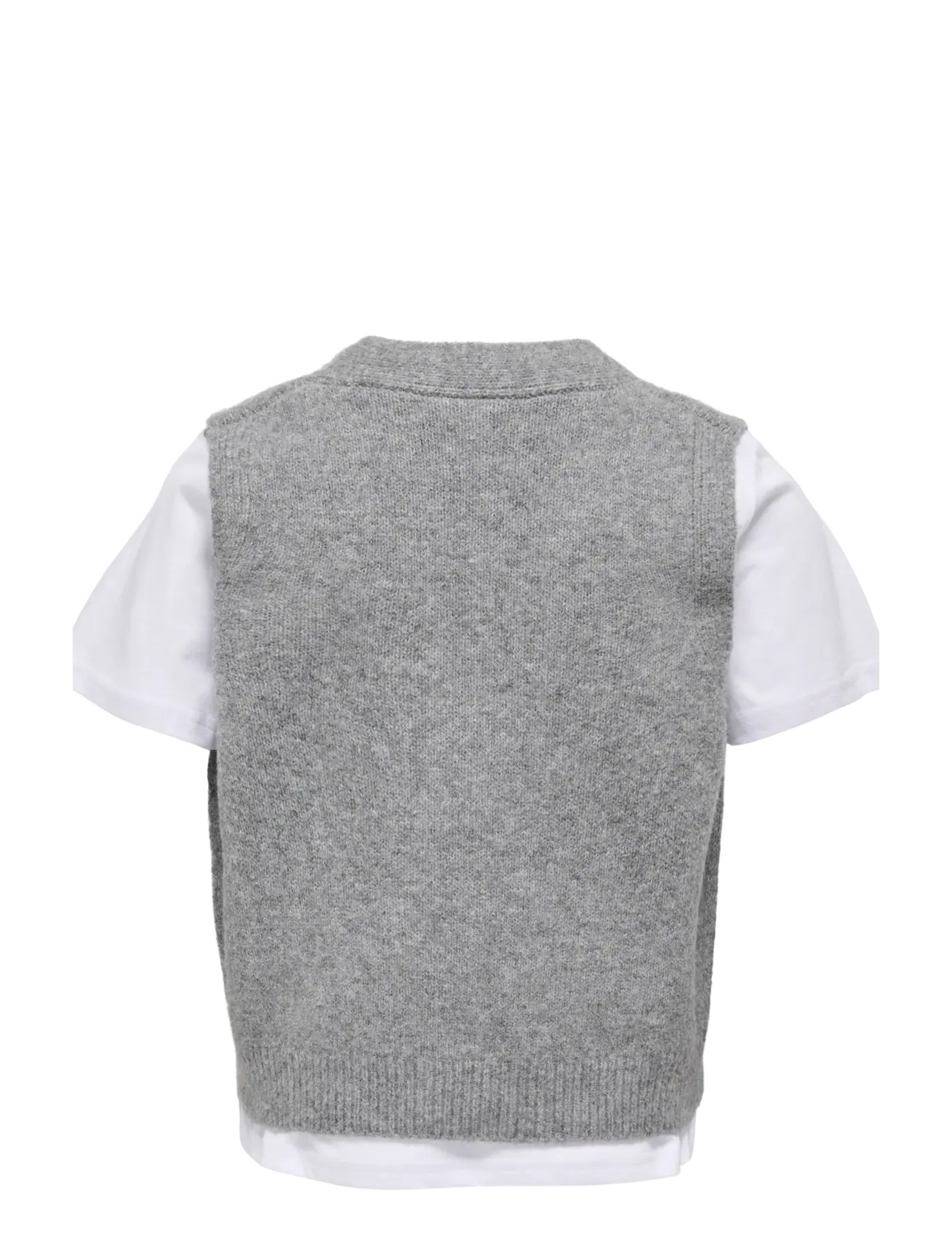 Kids Only - KOGCORINNE LIFE S/L 2 IN 1 VEST KNT - ensembles avec t-shirt à manches courtes - medium grey melange - 2