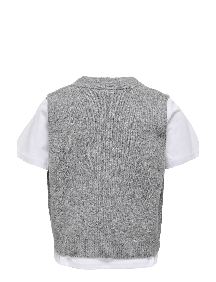 Kids Only - KOGCORINNE LIFE S/L 2 IN 1 VEST KNT - ensembles avec t-shirt à manches courtes - medium grey melange - 2