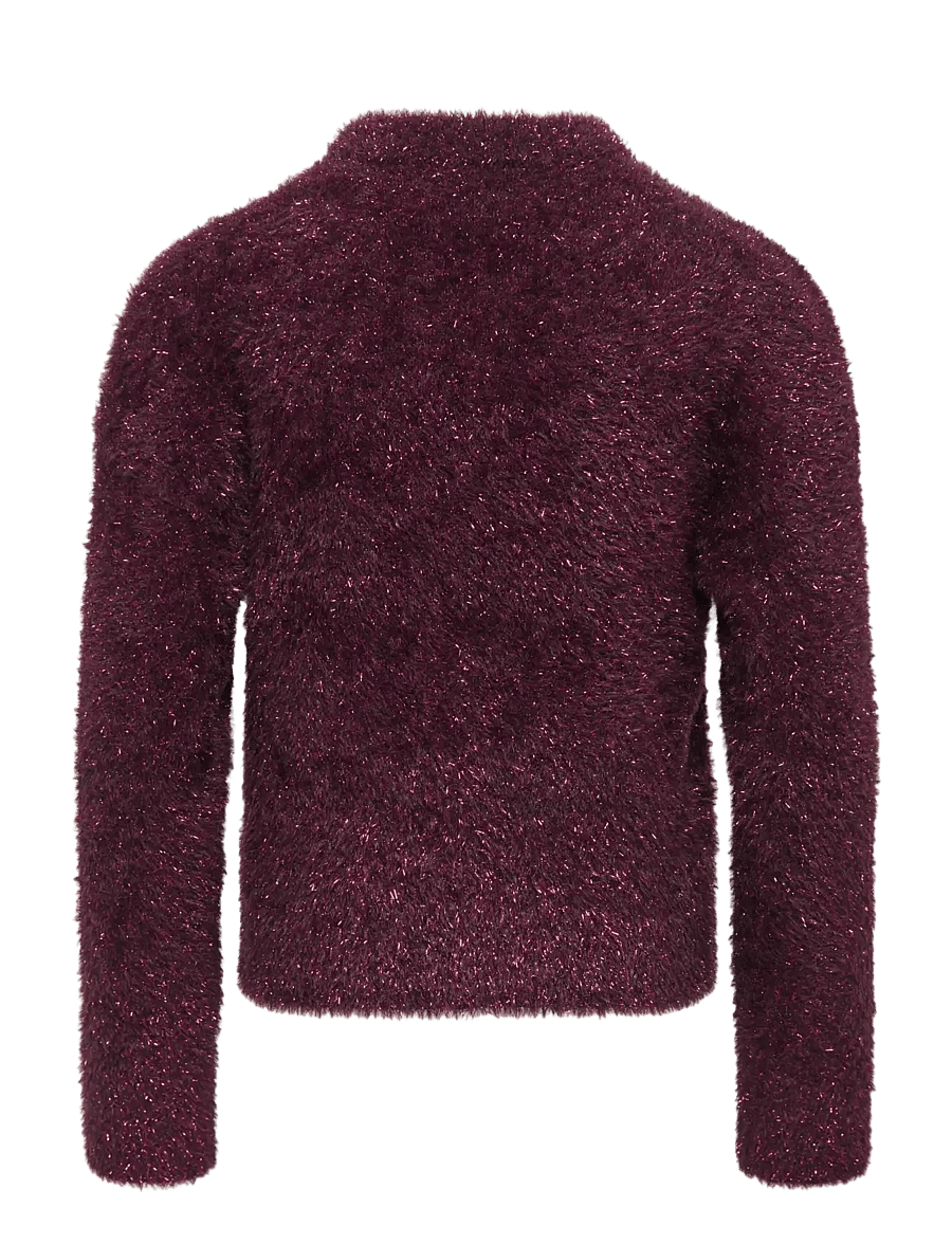 Kids Only - KOGPIUMO GLITTER L/S O-NECK KNT - pullover - winetasting - 1