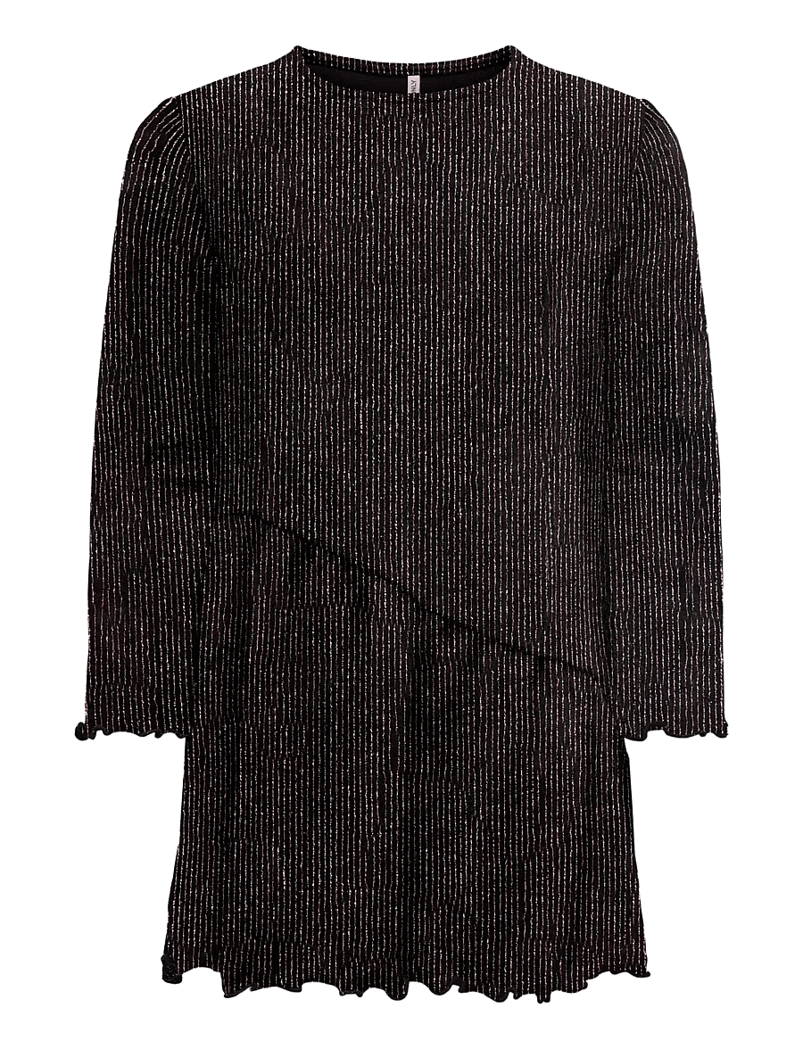Kids Only - KMGQUEEN L/S O-NECK GLITTER DRESS BF JRS - langärmelige freizeitkleider - black - 0