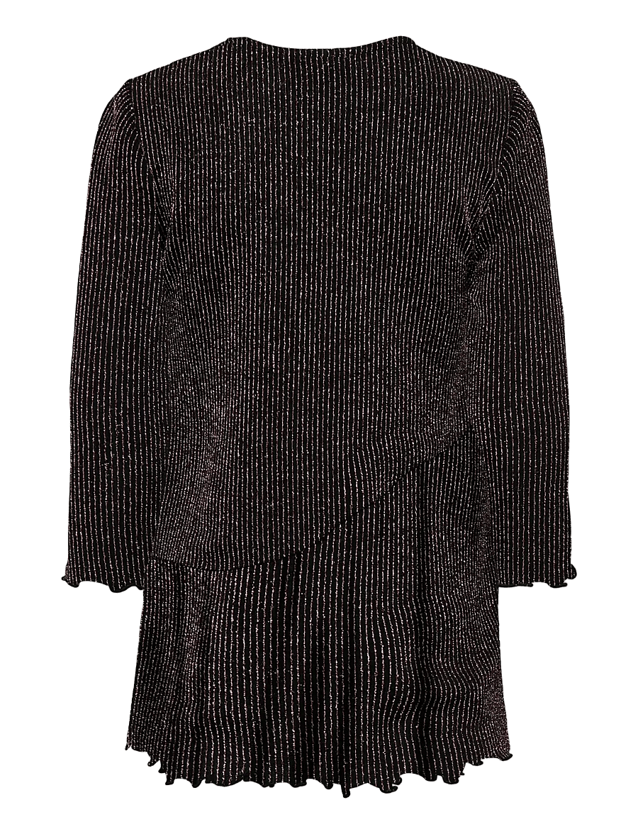Kids Only - KMGQUEEN L/S O-NECK GLITTER DRESS BF JRS - langärmelige freizeitkleider - black - 1