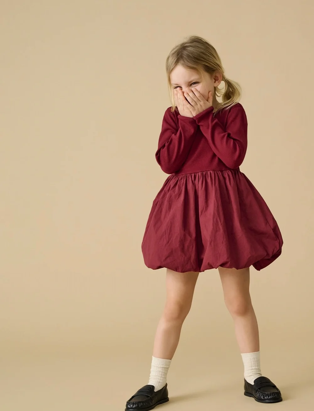 Kids Only - KMGTRINNY SLD LS BAL DRESS JRS NOOS - långärmade vardagsklänningar - cabernet - 0