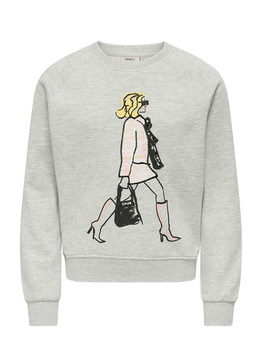 Kids Only - KOGLABINET L/S O-NECK SWT - sweatshirts - light grey melange - 0