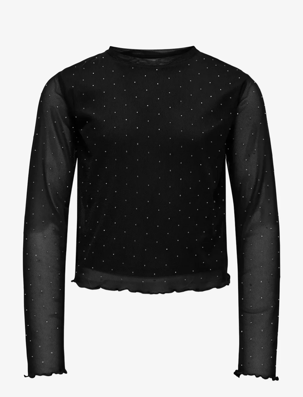 Kids Only - KOGJADA LIFE L/S RHINESTONE MESH TOP JRS - långärmade t-shirts - black - 1