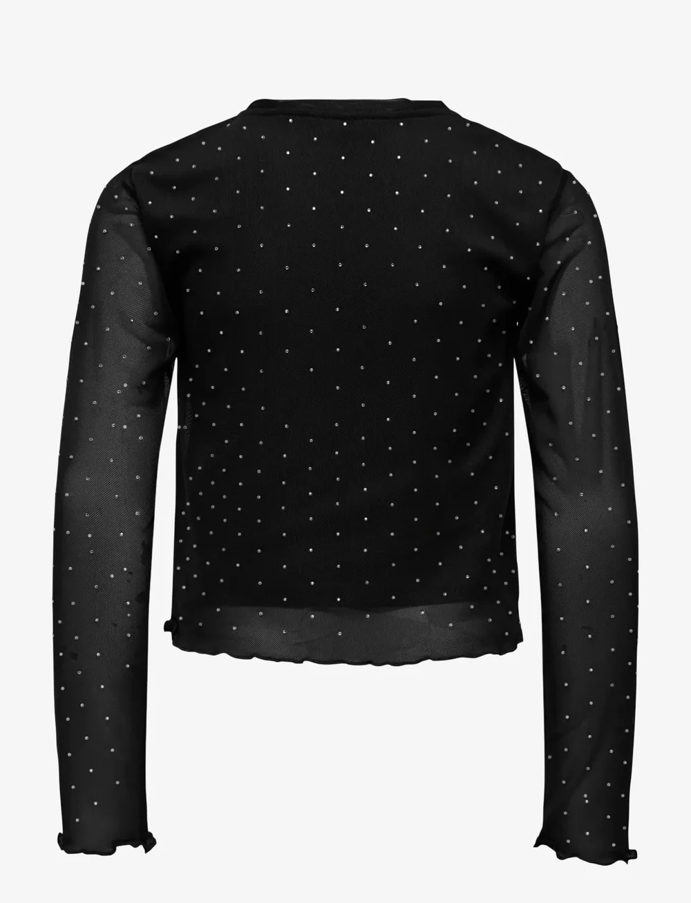 Kids Only - KOGJADA LIFE L/S RHINESTONE MESH TOP JRS - långärmade t-shirts - black - 2