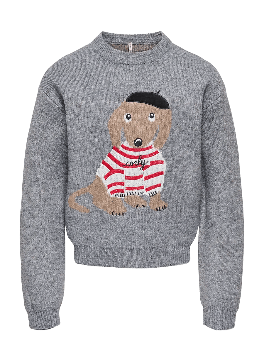 Kids Only - KOGTEDDY L/S PULLOVER KNT NOOS - trøjer - medium grey melange - 0