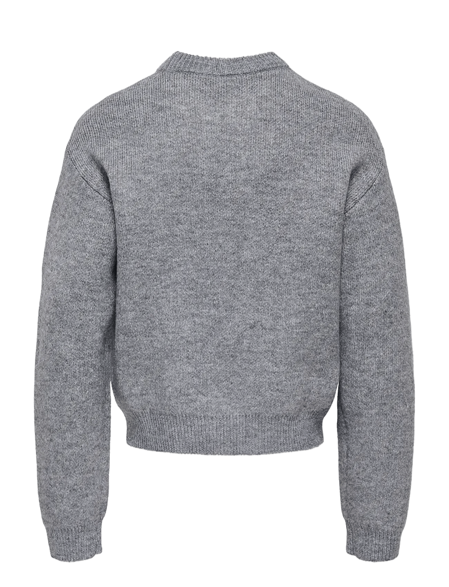 Kids Only - KOGTEDDY L/S PULLOVER KNT NOOS - trøjer - medium grey melange - 1