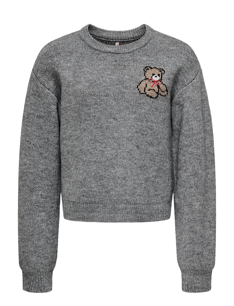 Kids Only - KOGTEDDY L/S PULLOVER KNT NOOS - pullover - medium grey melange - 1