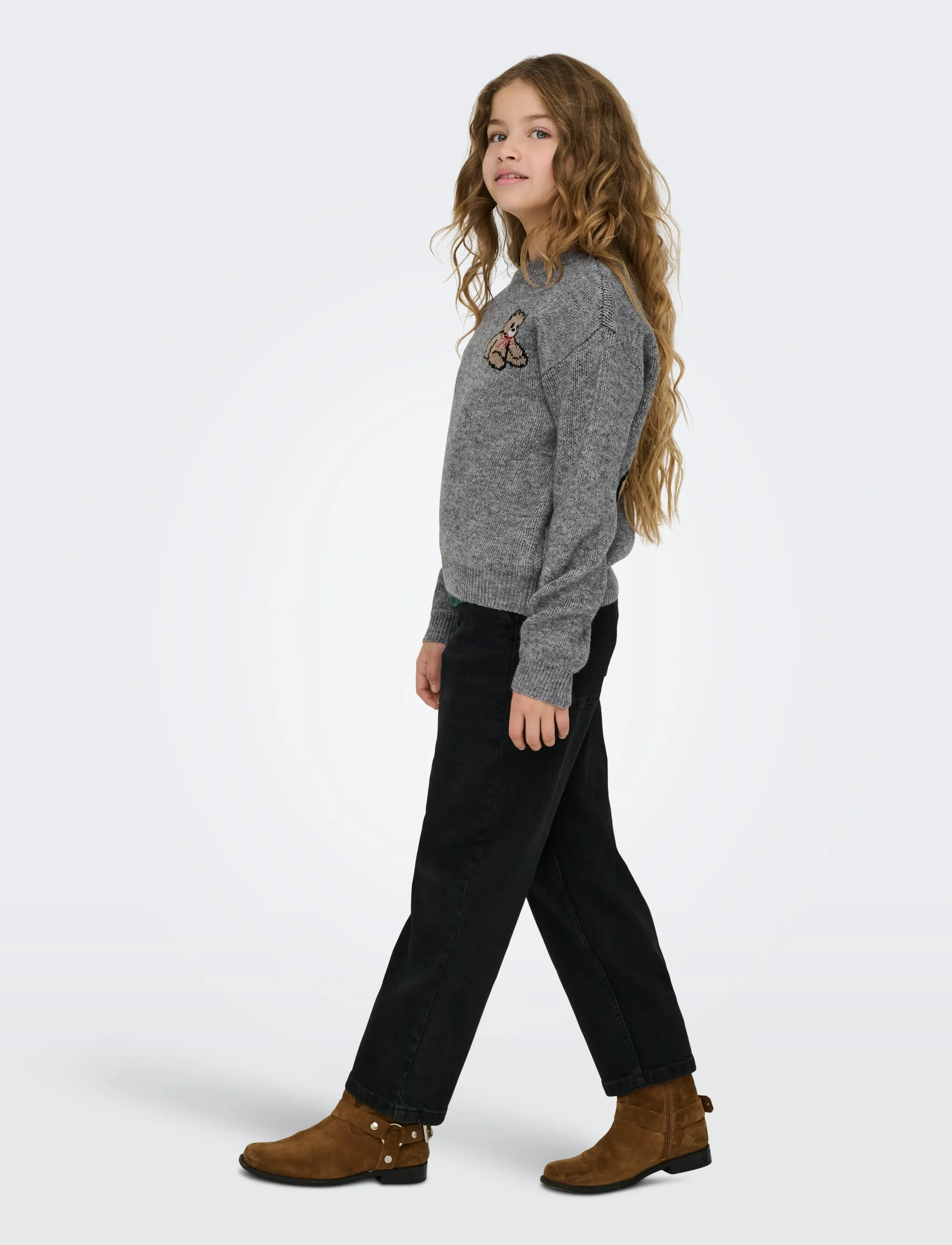 Kids Only - KOGTEDDY L/S PULLOVER KNT NOOS - gensere - medium grey melange - 5