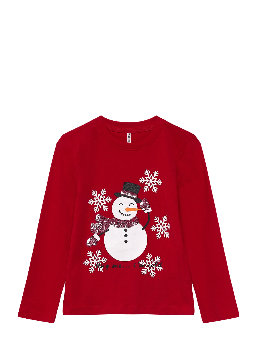Kids Only - KOGXMAS LIFEYRSA CHRISTMAS L/S TOP JRS - långärmade t-shirts - salsa - 0