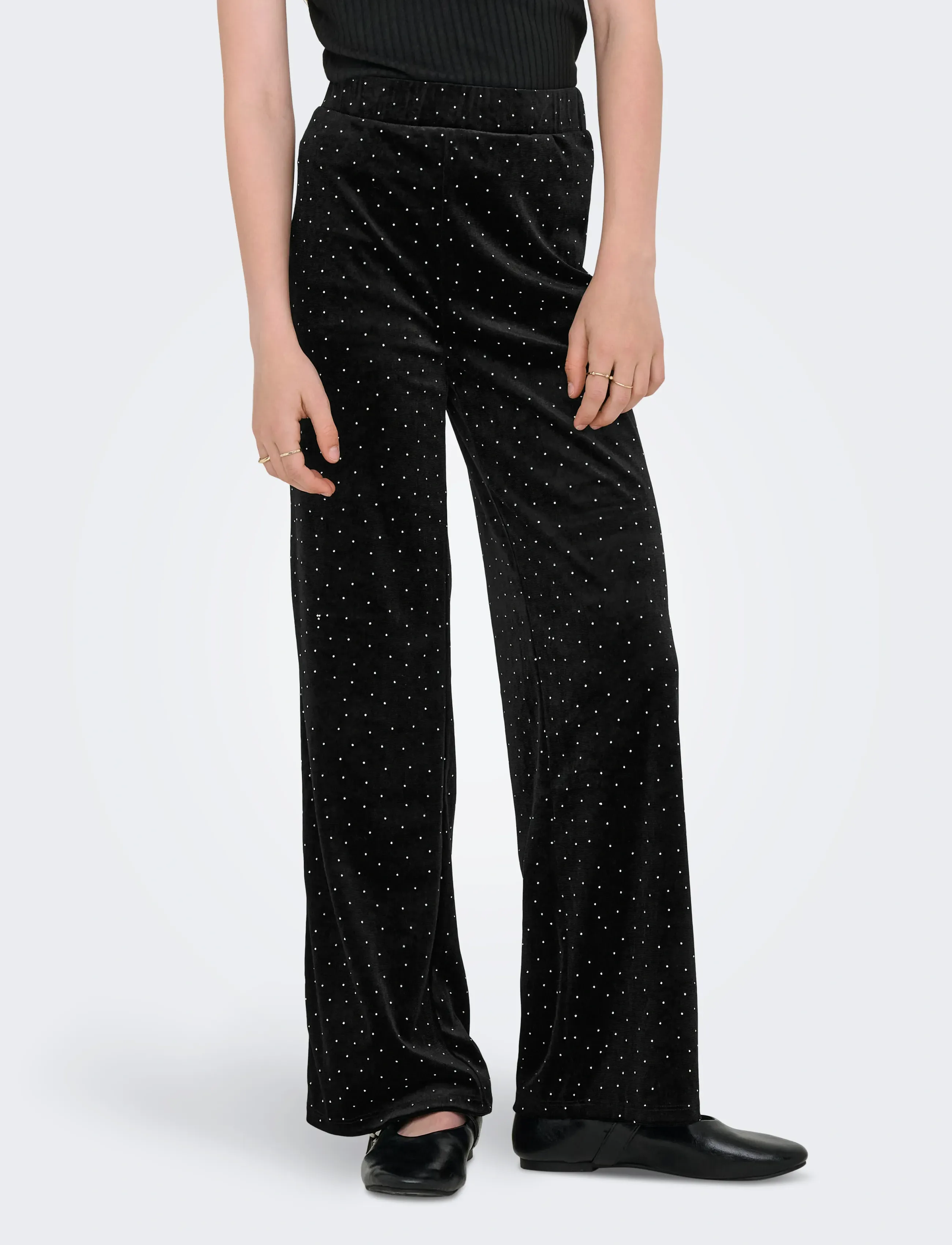 Kids Only KOGVELLA VELVET WIDE PANT JRS - Underdele - BLACK / black