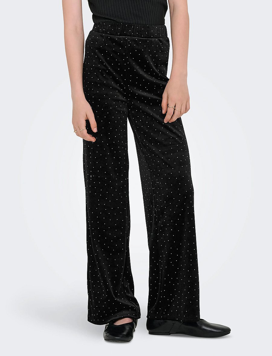 Kids Only - KOGVELLA VELVET WIDE PANT JRS - pantalons - black - 0