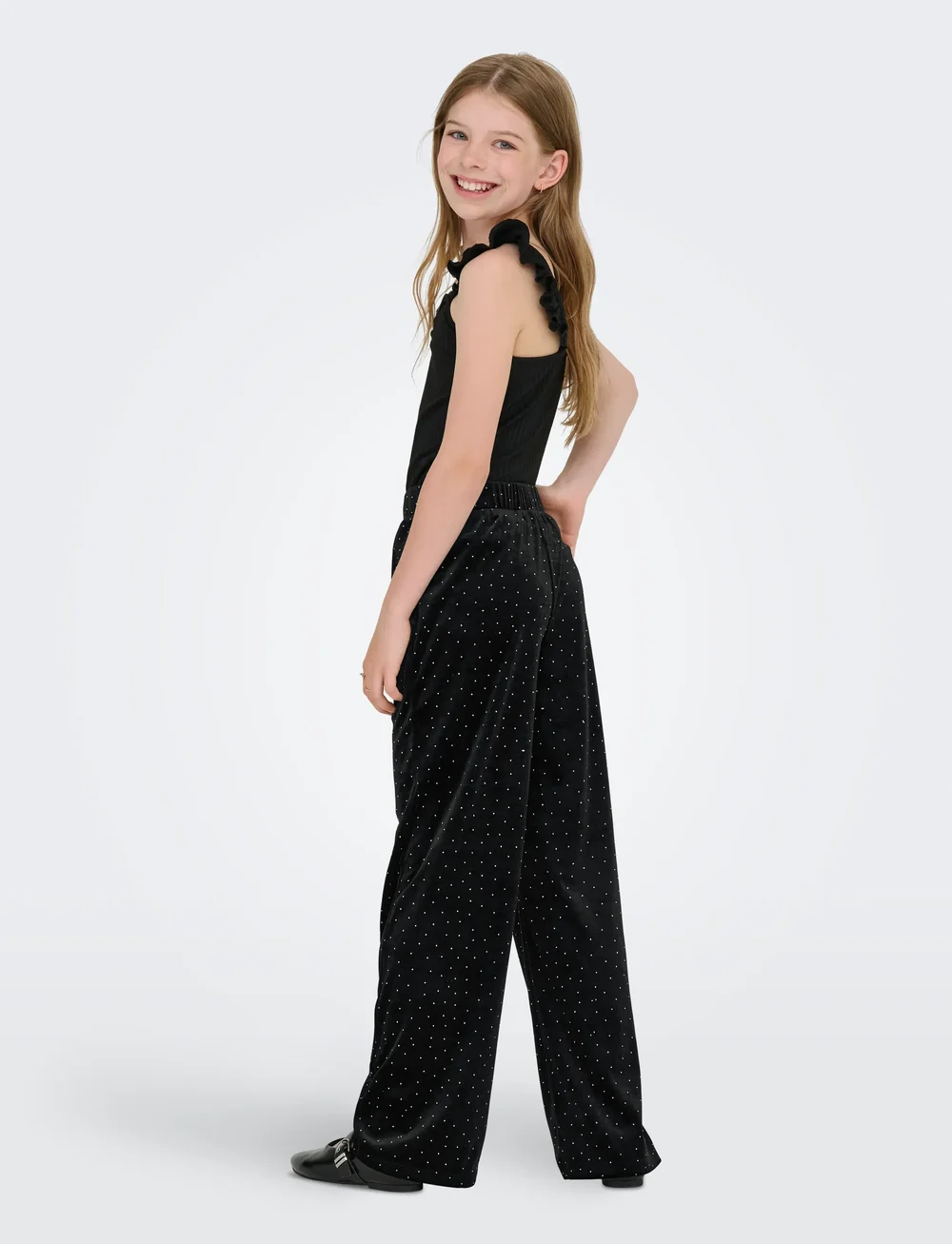 Kids Only - KOGVELLA VELVET WIDE PANT JRS - byxor - black - 3