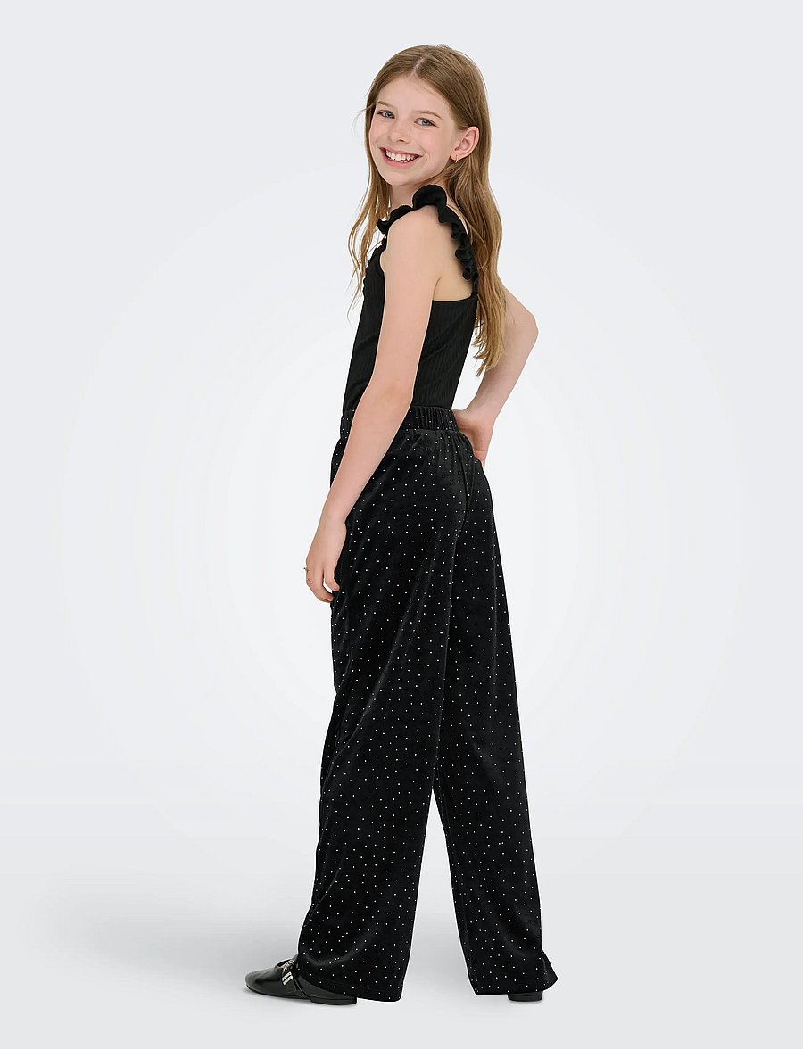 Kids Only - KOGVELLA VELVET WIDE PANT JRS - pantalons - black - 3